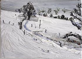 Lehmpfuhl Schneespuren, 2012, OelLw, 50 x 70 cm